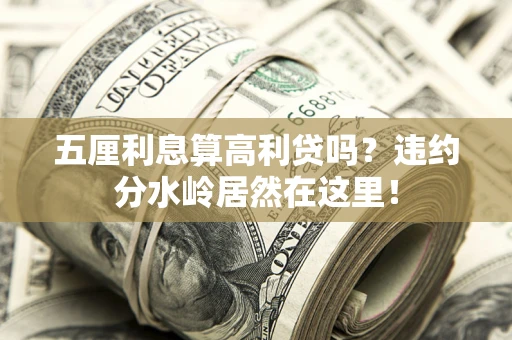武汉五厘利息算高利贷吗？违约分水岭居然在这里！
